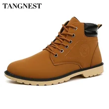 Tangnest/Новинка; сезон осень-зима; Мужские ботинки в байкерском стиле; Теплые повседневные ботильоны на меху для мужчин; высокие ботинки из искусственной кожи; XMX856