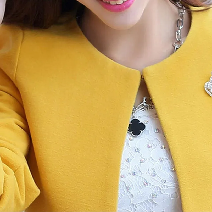 Korea Style Autumn and Spring Women Wool & Blends Beautiful Female Long Cardigan Coats Fashion Overcoats Drop Shipping W4 35