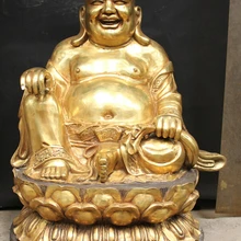 USPS в США S2289 2" Китайский Буддизм Бронзовый Свинка Счастливый Смех Будды Майтреи Мешок Денег Статуя