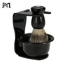 3 In 1 Shaving Soap Bowl Shaving Brush Shaving Stand Bristle Hair Shaving Brush Men Beard Cleaning Tool Badger Brush Gift high quality shaving brush horse goat hair solid wood handle mens shaving brush for men s beard shave tool shaving razor brush