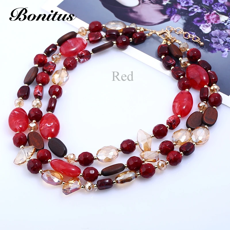 [Bonitus Jewelry] Новое поступление модное многослойное колье-чокер из полированного пластика для женщин HOT06N3152