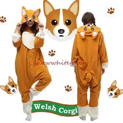 Взрослых животных вельш корги собака Комбинезоны флисовые пижамы Косплэй пижамы
