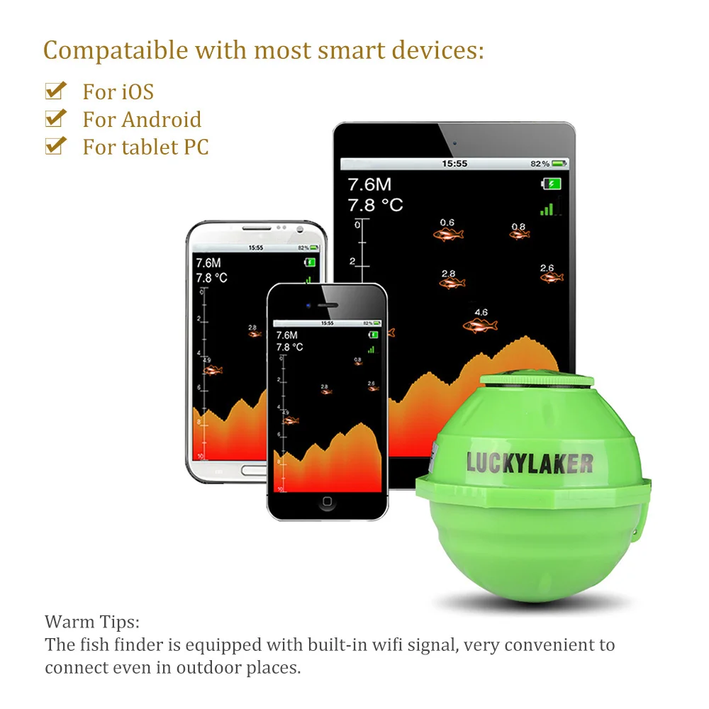 Эхолот рыболокатор Fishfinder FF916 беспроводной Wi Fi 50 м/130 футов|Рыболокаторы| |