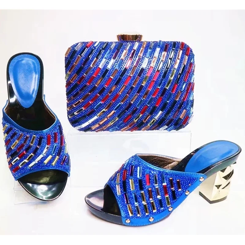 Et Sac vert Bleu Mis Couleur En Italiennes Nigérian rouge Or Strass Ensemble Femmes Chaussures Italie Avec Décoré or 5Eqw6nap