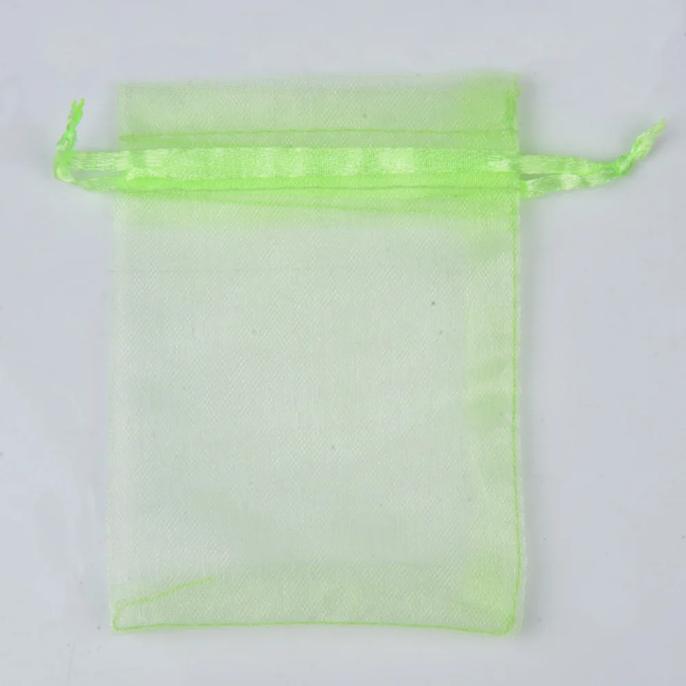 50 шт. 5x7 см Цветная декоративная упаковка с завязкой сумки и сумки маленькие сумки из органзы ювелирные изделия для подарка на помолвку выбор цвета - Цвет: 11 Light green