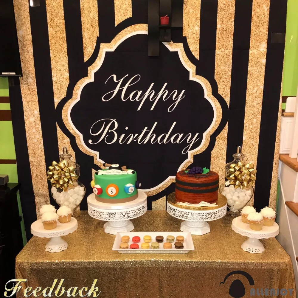 

Allenjoy photo backdrops Golden black stripes custom birthday background photocall newborn original design for photo studio