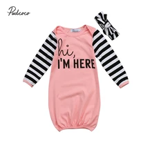 Cute Newborn Infant font b Baby b font Girl Outfits Pink Stripe Sleeve sleeping Bags Sleepsacks