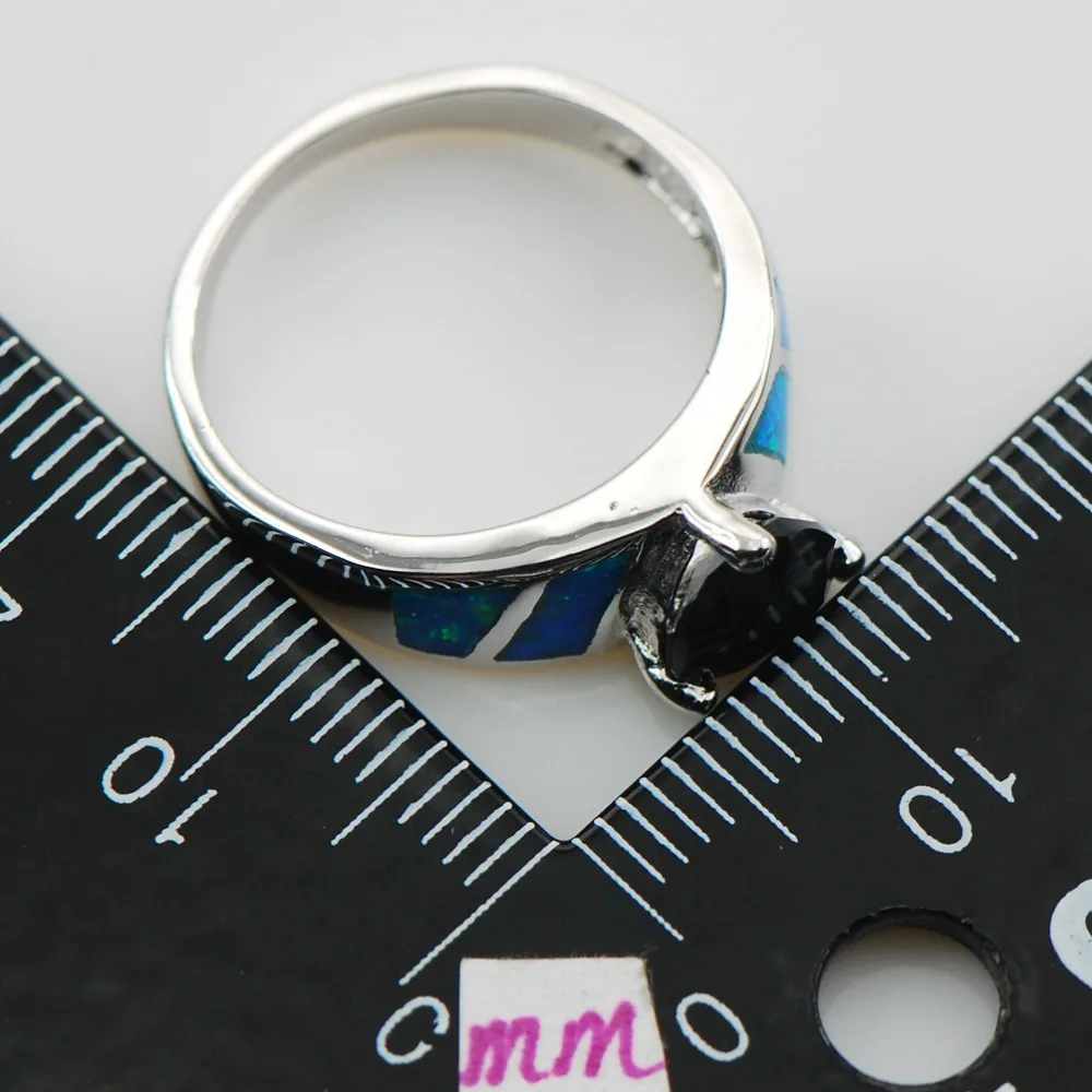 Кольцо из серебра с черным ониксом и голубым опалом размеры 6 7 8 9 10 R1300|rings 2005|ring
