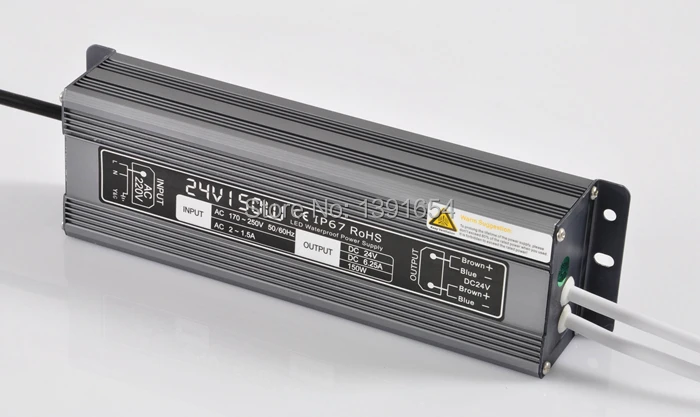 

High Quality Aluminium DC24V 6.25A 150W Waterproof Power Supply IP67 LED Transformer Free Shipping