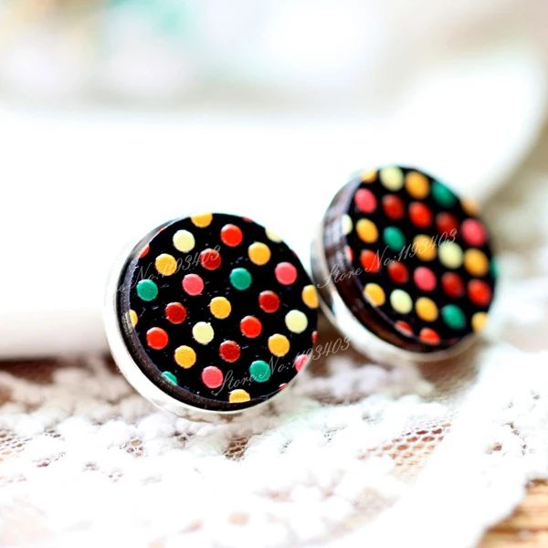 

Unique 3D Dot Round Embossed 16mm Round Coloured Drawing pattern Laser Cut wood Cabochon DIY for Rings, Earring,Brooch,Necklace