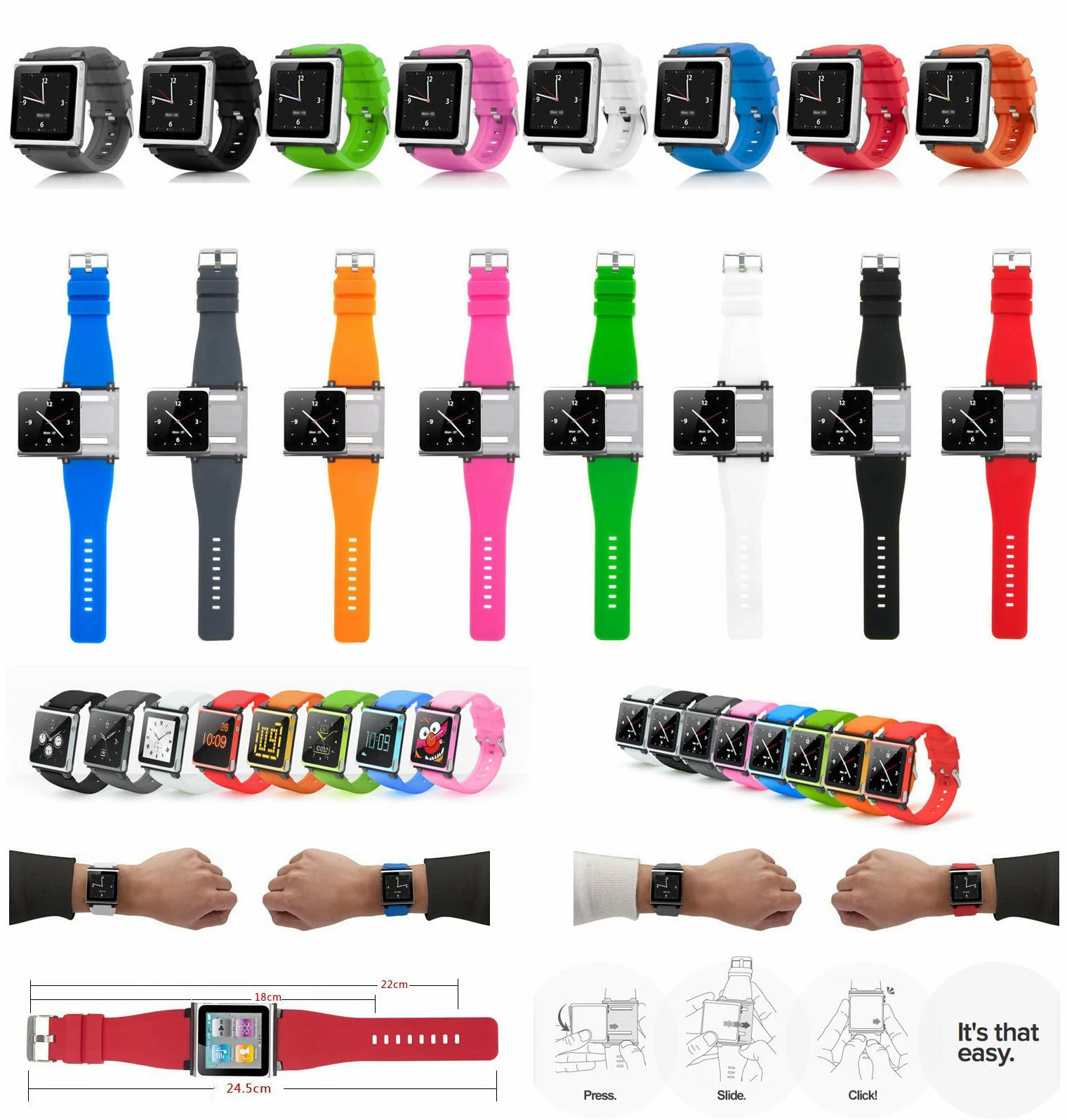 Kit De Correa De Reloj Multitáctil Pulsera Para Ipod Nano 6 6g Correa De Silicona Para Reloj Correas De Reloj Aliexpress