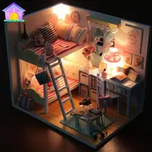 DIY ручной работы 1:32 миниатюрный кукольный домик с крышкой Симпатичные мечтает собрать комплект с светодио дный свет сладкий солнце Кукольный дом подарок для девочки