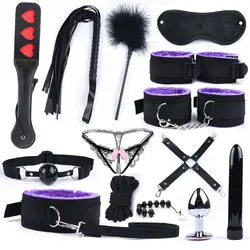 15 видов стилей нейлон садо Комплект Металл Anal Plug & Вибратор Интимные Игрушки для взрослых наручники для секса Whip Эротика Эротическое белье