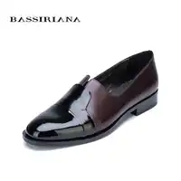 BASSIRIANA 2017 New Pumps Casual genuine leather shoes woman round toe Spring/Autumn Classics slip-on 35-40 size Free shipping