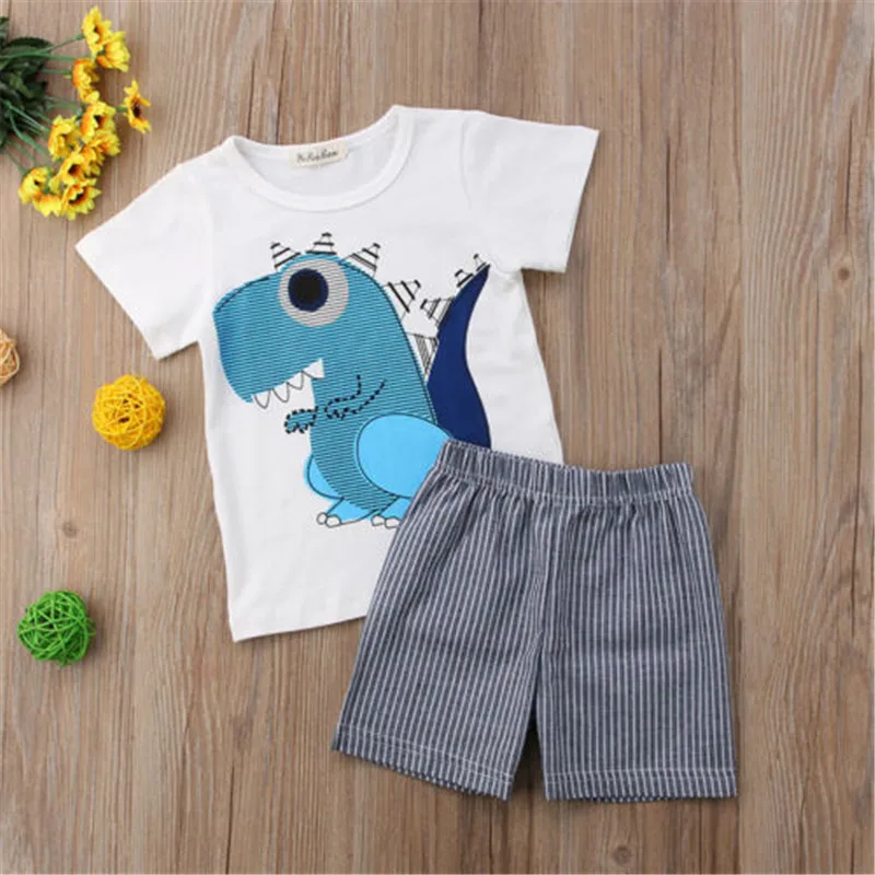 2 предмета, футболка с короткими рукавами и круглым вырезом для новорожденных мальчиков+ шорты, детский летний хлопковый комплект одежды