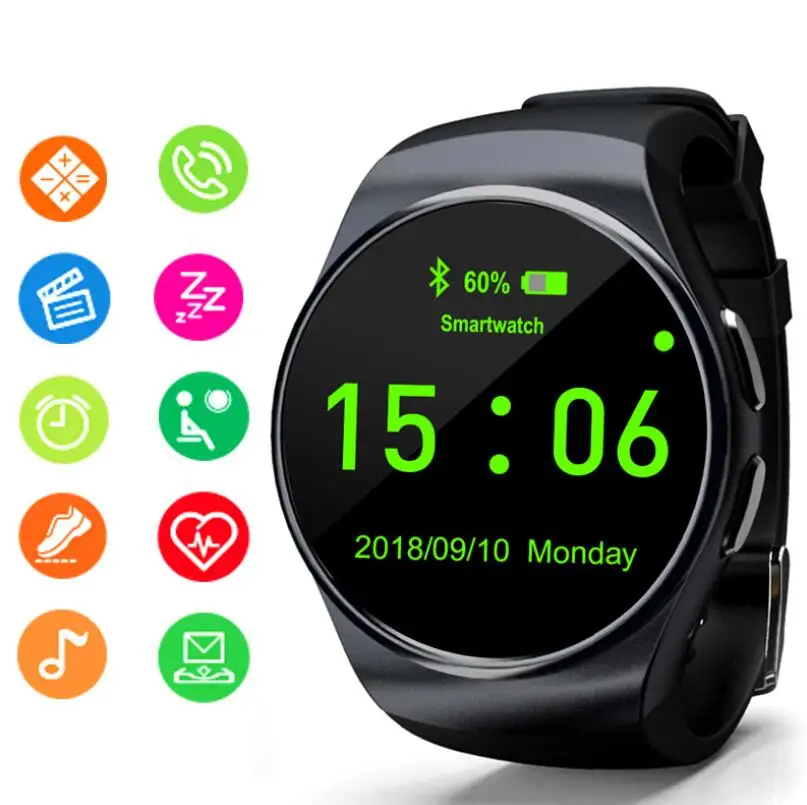 KW18 smart watch plug SIM card call round dial Bluetooth wear heart rate blood pressure monitoring sports gift bracelet