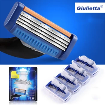 

Giulietta New Useful 4pcs/lot 4 Layer Razor Blades for Men shaving & hair removal Beauty Proglide Shaving Blades Refills Cartrid