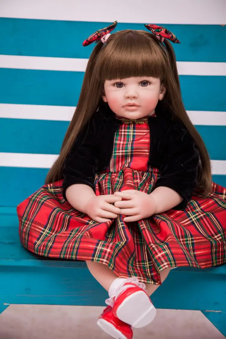 

24" 60cm Realistic Soft Silicone Reborn Baby Smile Girl Dolls Lifelike Newborn Doll Girl Gift bebe boneca reborn babies Toys