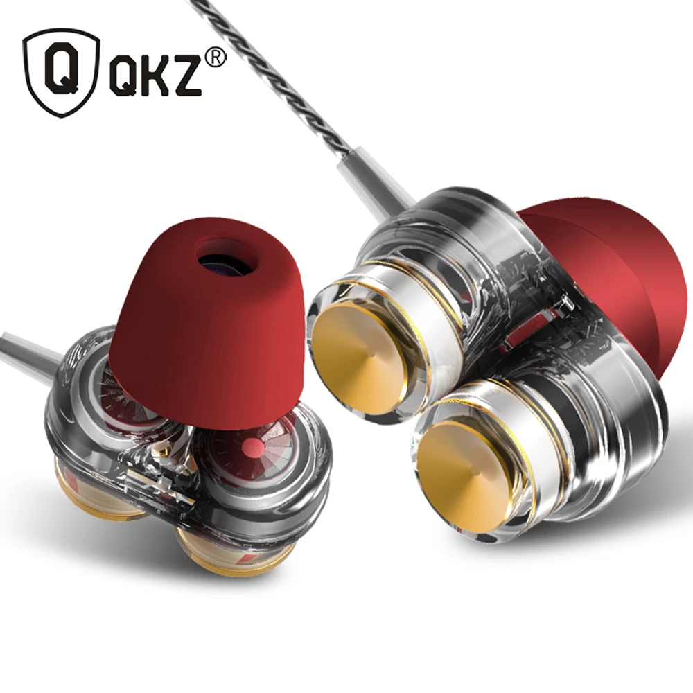 Оригинальные наушники QKZ KD7 с двойным драйвером микрофоном игровая гарнитура mp3 DJ