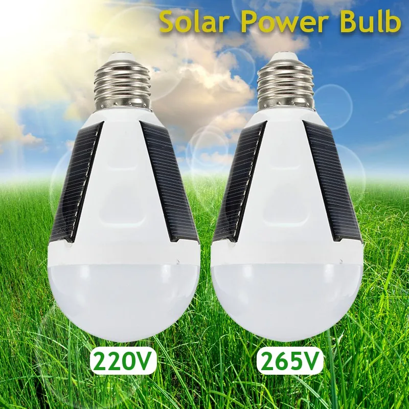 

E27 Solar Lights Led Bulb Hanging Led Solar Lamp 7W 265V+220V Rechargeable for Outdoor Hiking Camping Tent Fishing Lighting