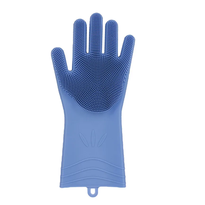 Волшебные силиконовые чистящие перчатки для мытья посуды кухонные аксессуары перчатки для мытья посуды бытовые инструменты для чистки автомобиля щетка для домашних животных J#1 - Цвет: Dark Blue