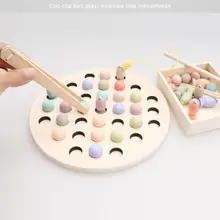 Магнитные рыболовные бусины, деревянные детские Игрушки для раннего развития, Обучающие игрушки Монтессори, настольная игра для детей