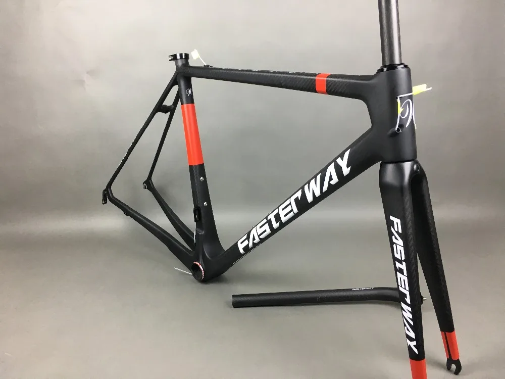 Discount classic design FASTERWAY PRO full black with no logo carbon road bike frameset:carbon Frame+Seatpost+Fork+Clamp+Headset,free ems 84