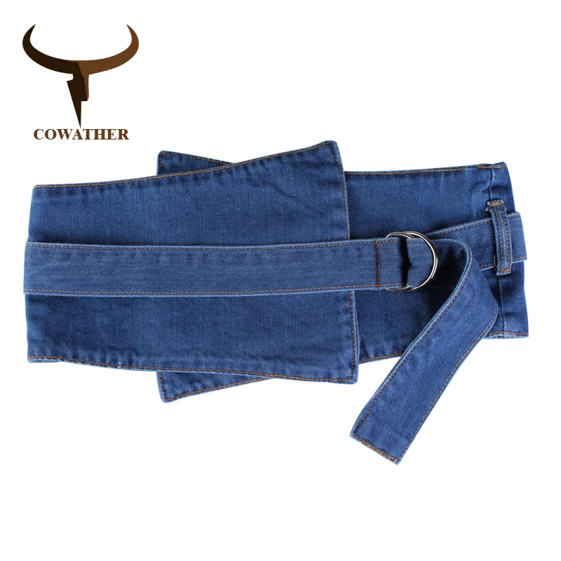 COWATHER women belt fashion decorated denim belts for women jean straps