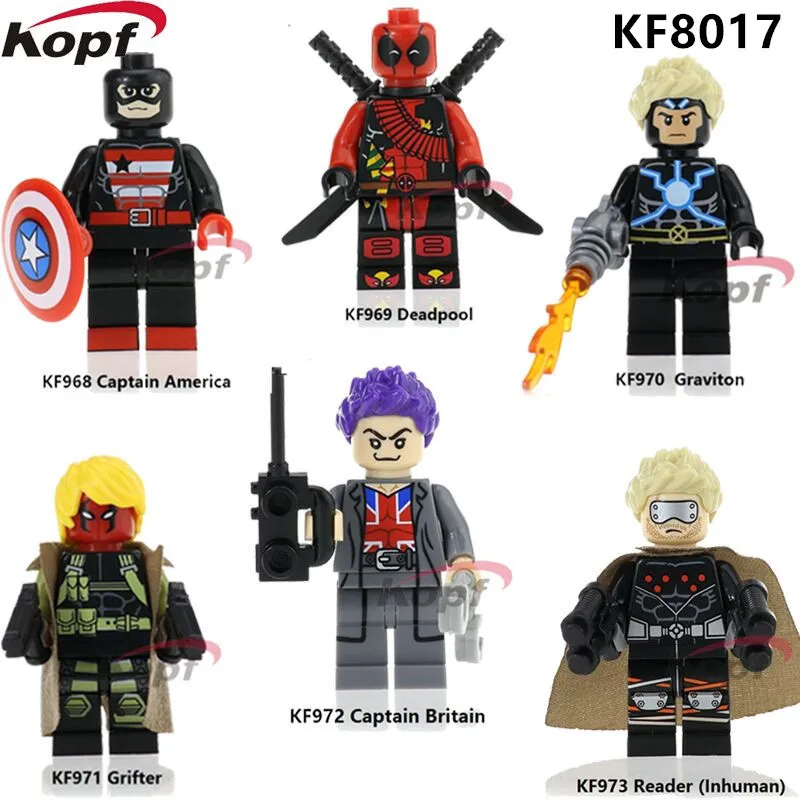 

Single Sale Super Heroes Captain America Graviton Grifter Deadpool Bricks Building Blocks Christmas Toys for children KF8017