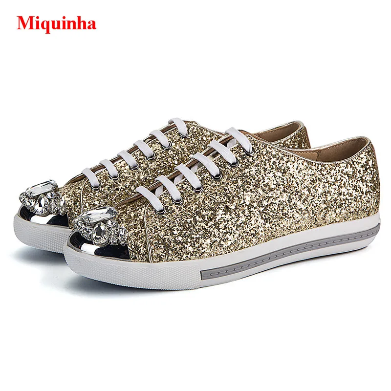 Casual as Marque As Cap Chaussures À Cristal De Up Derby Métal Or Dentelle Appartements Luxe Pic Pic toe Miquinha Paillettes Femmes Bling Glitter zqwHS1