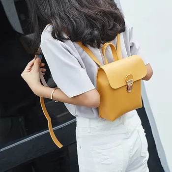 

Women Leather Backpack Black Bolsas Mochila Feminina Girl Schoolbag Travel Bag School Backpacks Candy Color Pink Backpack Women