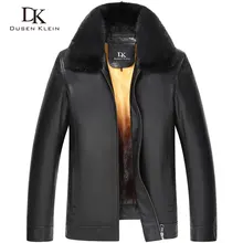 Dusen Klein Luxury Men Genuine Leather Jacket Winter Outerwear Mink Fur Liner/Black/Slim Sheepskin Coat 15Z1532