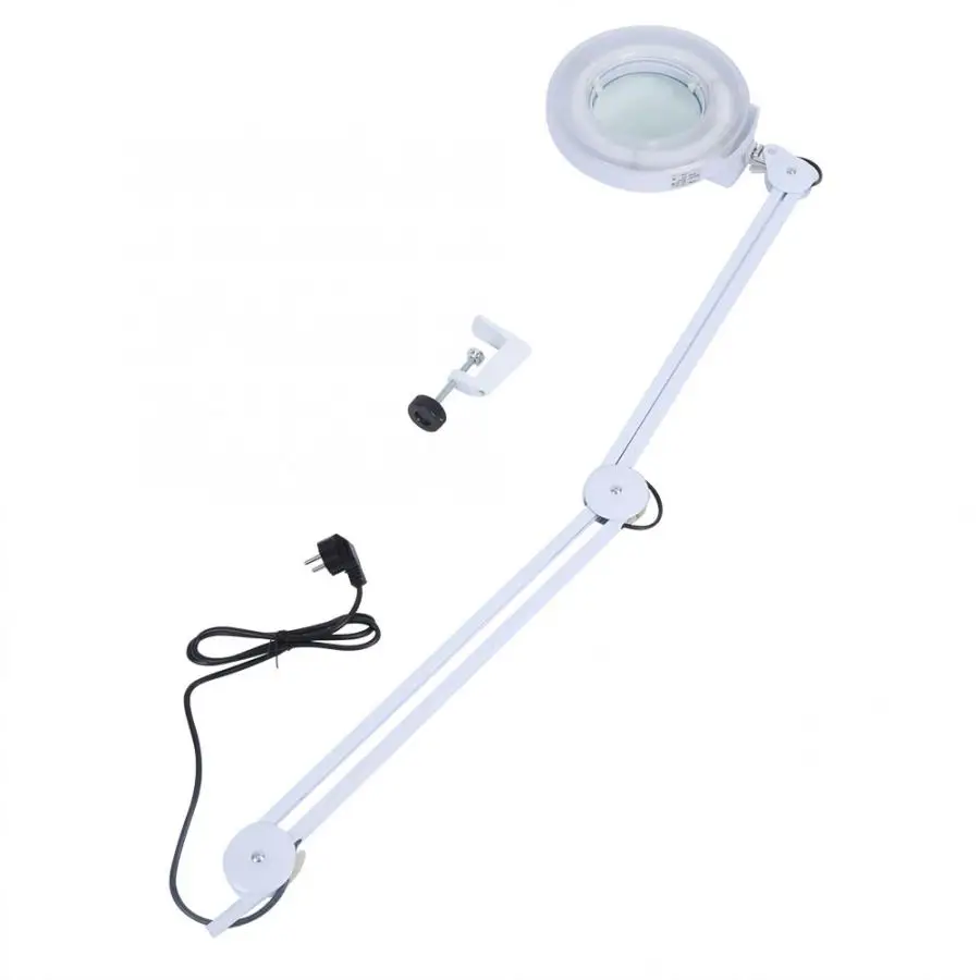 

Magnifying Lamp 5X Illuminated Desktop Magnifying LED Lamp with Clamp Swivel Arm or Reading with Dust Cover EU Facial Care Tools