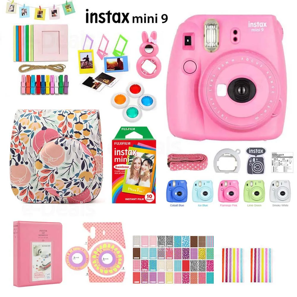flamingo pink mini 9 set with rainbow
