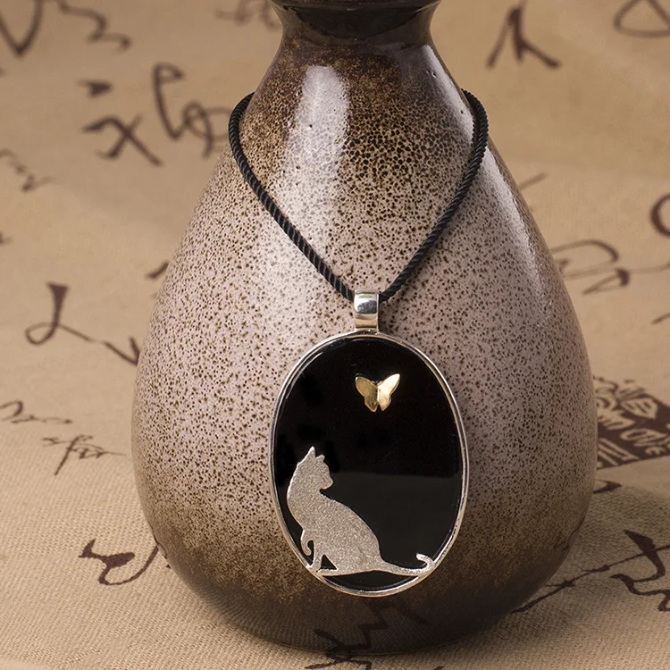 cat butterfly necklace women 100% 925 Sterling silver nacklace Jewellery Clavicle chain pendant charms gift