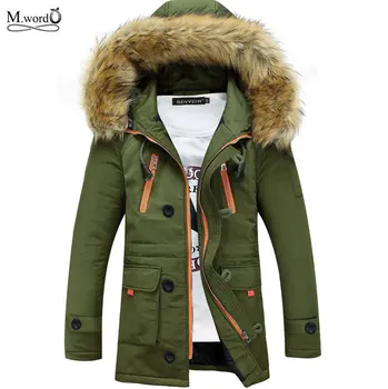 

Mwxsd New winter Casual men's fur warm down parkas with fur hat thick jacket coat Slim Fit Outerwear for men jaqueta masculina