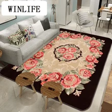 WINLIFE Европейский стиль мягкий ковер цветочный ковер для гостиной/спальни чайный коврик для стола не-шелк коврик моющийся коврик большой коврик