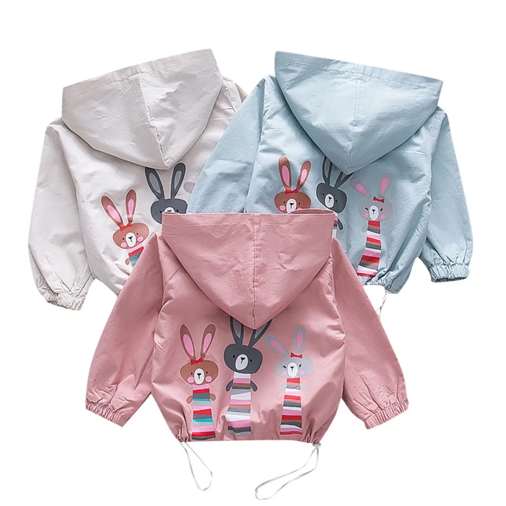 

Baby Girls Boys Rabbit Pockets Floral Ruched Hooded Zipper Windproof Coat Tops 2018 Chemise pour enfants#g10
