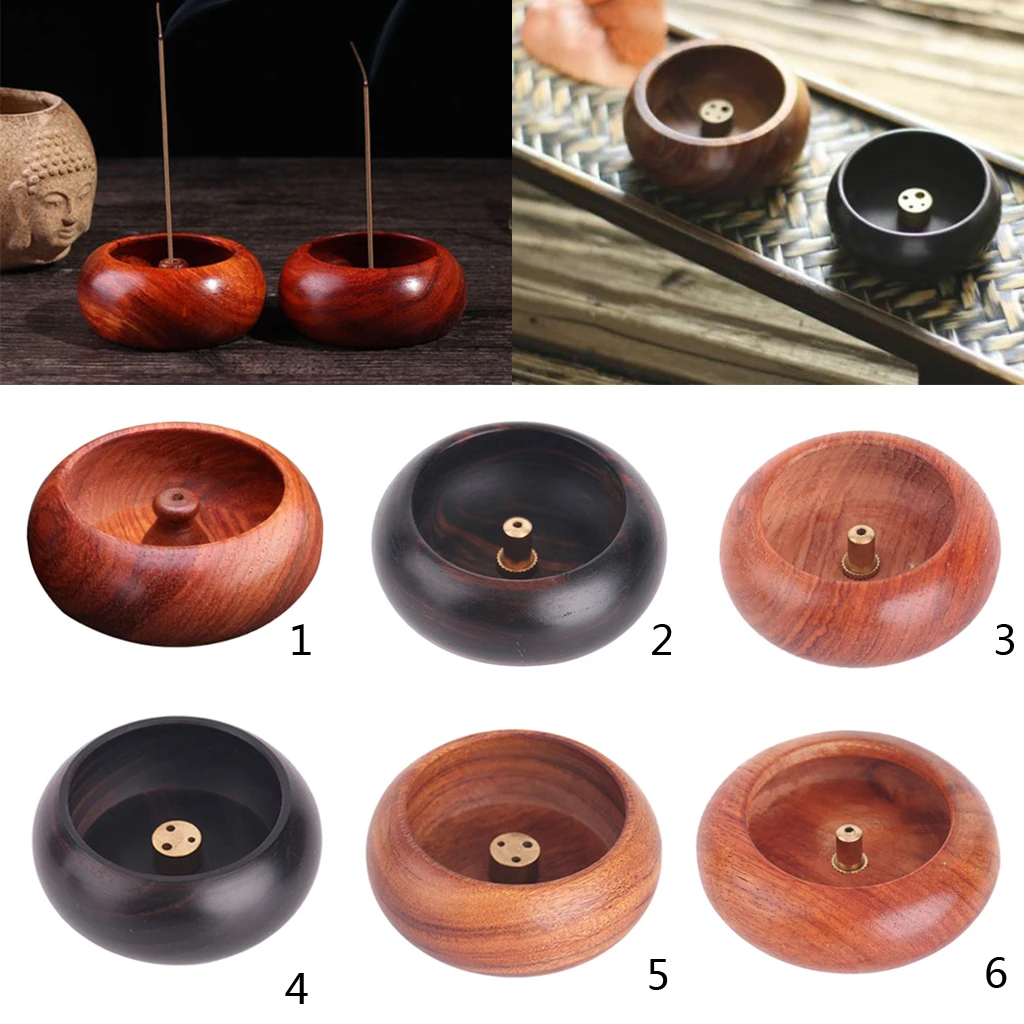 Decorative Wooden Incense Stick Burner Bowl Incense Ash Catcher Tray Wooden Incense Holder with Wooden Plate