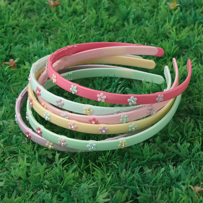 12pcs/lot Sweet Bling Bling Crystal Girls Hairbands Flower Rhinestone