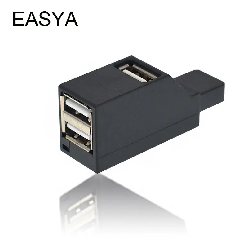 EASYA Оптовая Продажа Mini USB 2,0 хаб 3 Порты портативный usb-концентратор 480 Мбит/с высокой Скорость usb-хаб для компьютера Применение 50 шт./лот