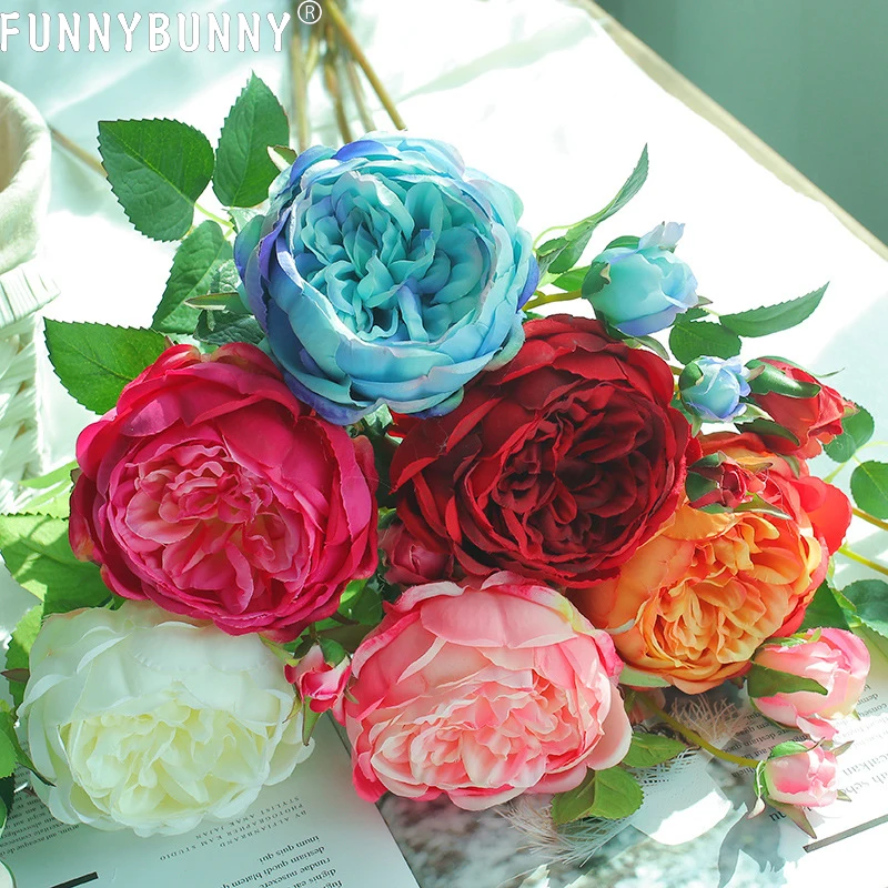 

FUNNYBUNNY Artificial Flower Plant Moisturizing Rose Artificial Flower Plant Wedding Home Decoration Artificial Plants