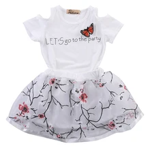 2pcs Toddler Baby Girls Clothing Sets Infant Kids Girl Floral Skirt Outfits Tops Short Sleeve T-shirt Girls Kids Clothes Set