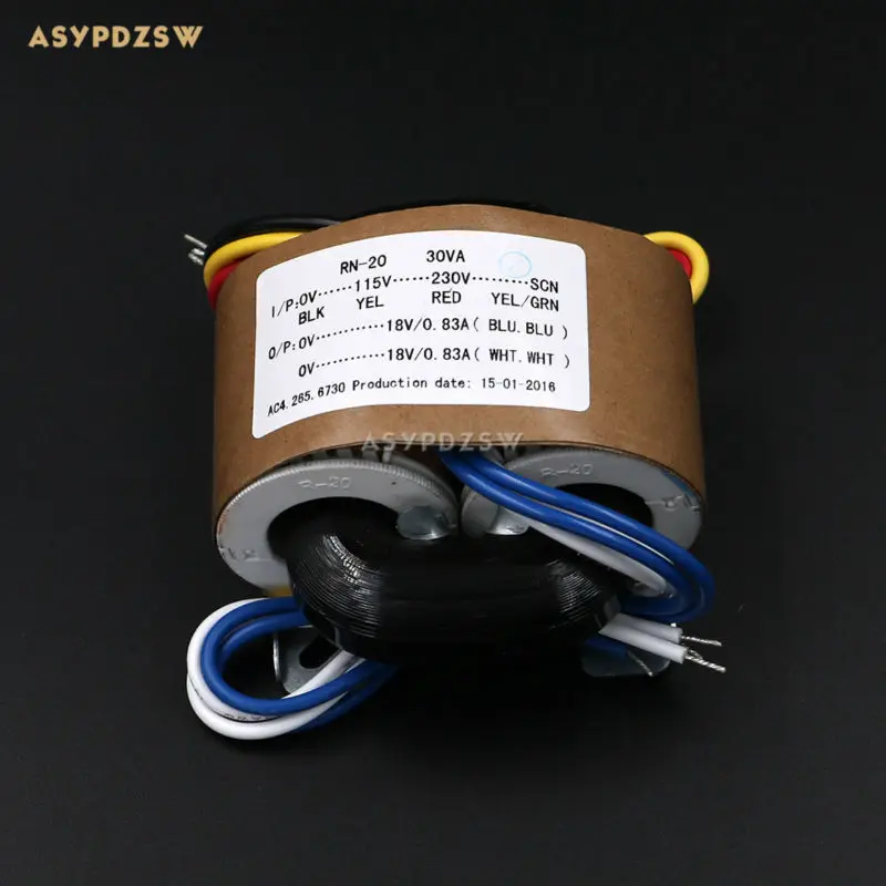 

115V / 230V 30VA Dual 18V R type transformer With shielded wire output 30W (18V+18V)