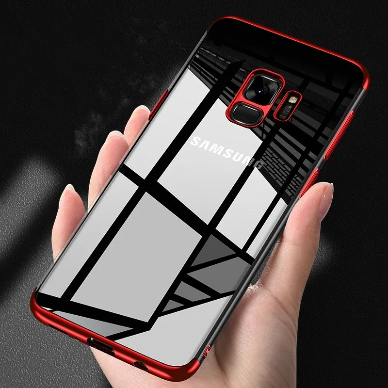 

Luxury Plating Soft TPU Transparent Phone Case For Samsung Galaxy S8 S9 Plus S6 S7 Edge Note 8 9 Ultra Thin Back Cover Coque