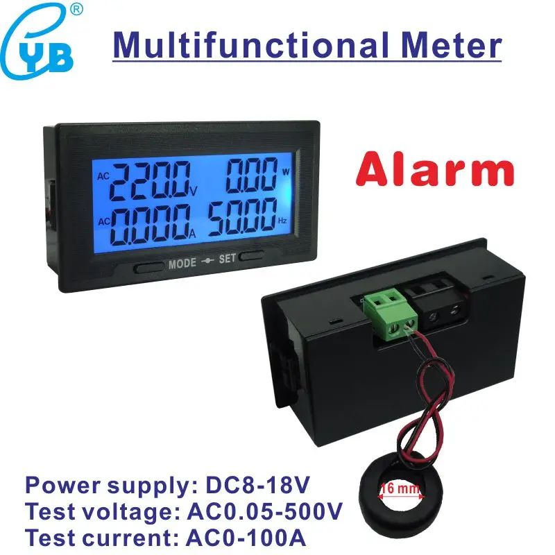 Измеритель переменного напряжения переменного тока 0-500 В 100А измеритель мощности измеритель частоты счетчик энергии ваттерметр DC8-18V сверхурочная фотопара сигнализация