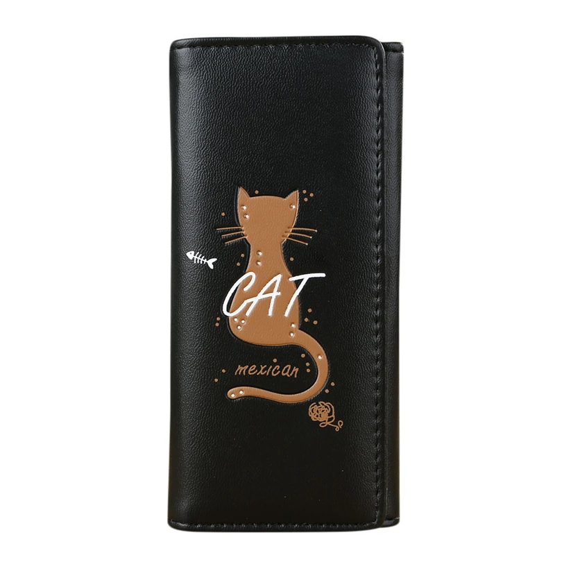 

AOTIAN Women Simple Cat Long Wallet Coin Purse Card Holders Handbag Package ladies leather wallets A30