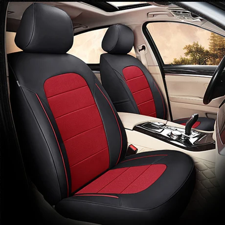 AutoDecorun Воловья Кожа Защитные чехлы для сидений для Honda Accord сиденья набор- салонные аксессуары 14 шт./компл. Автомобильная подушка - Название цвета: Black X Red