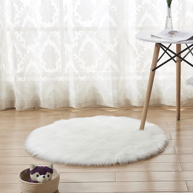 Round Shape Faux Wool Hair 5 6cm Winter Living Room Carpet ...
