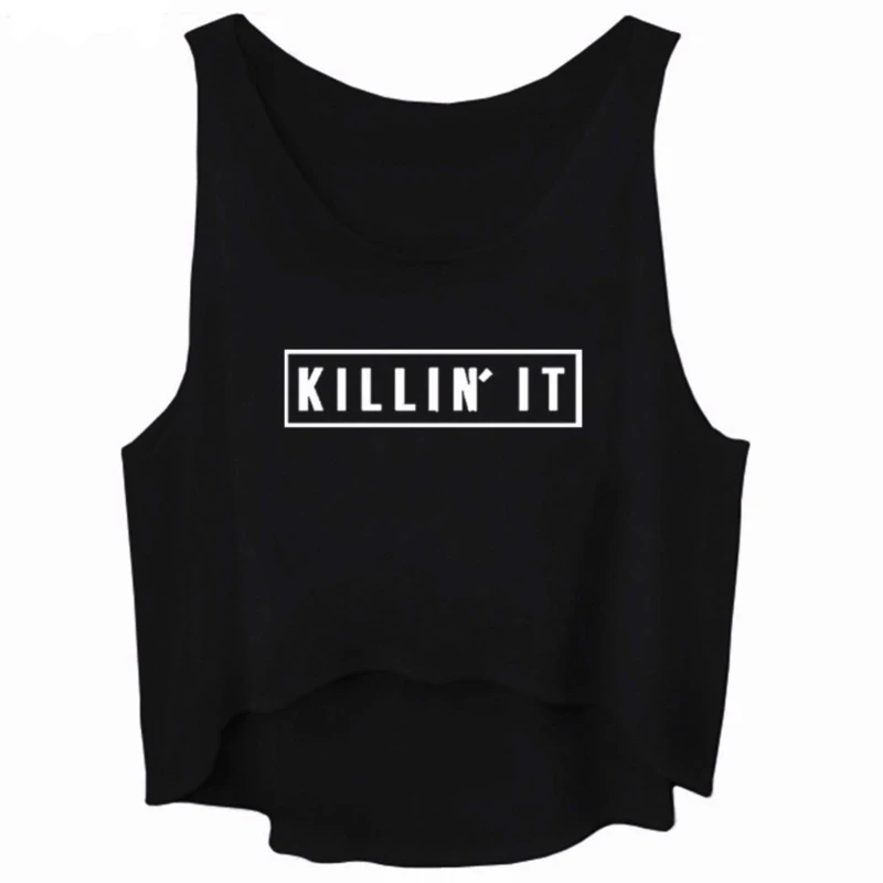 

KLV Women Graphic Sleeveless Tank Crop Top Teen Girls Cute Tee Shirt